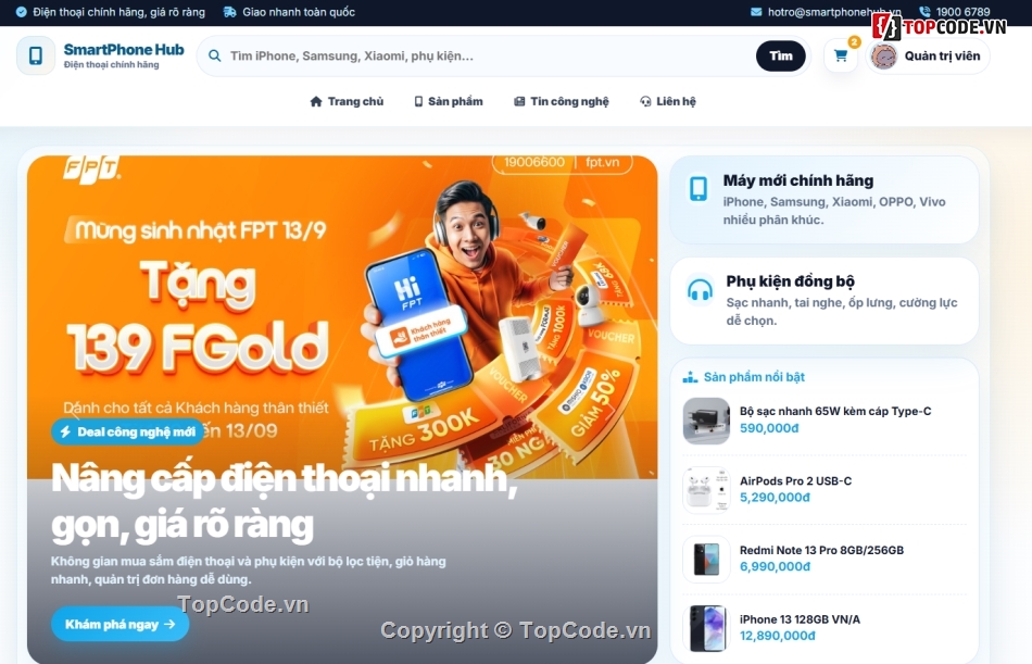 Web điện thoại,bán hang,code hay